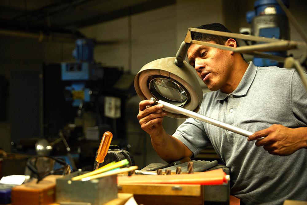 A man works in a workshop